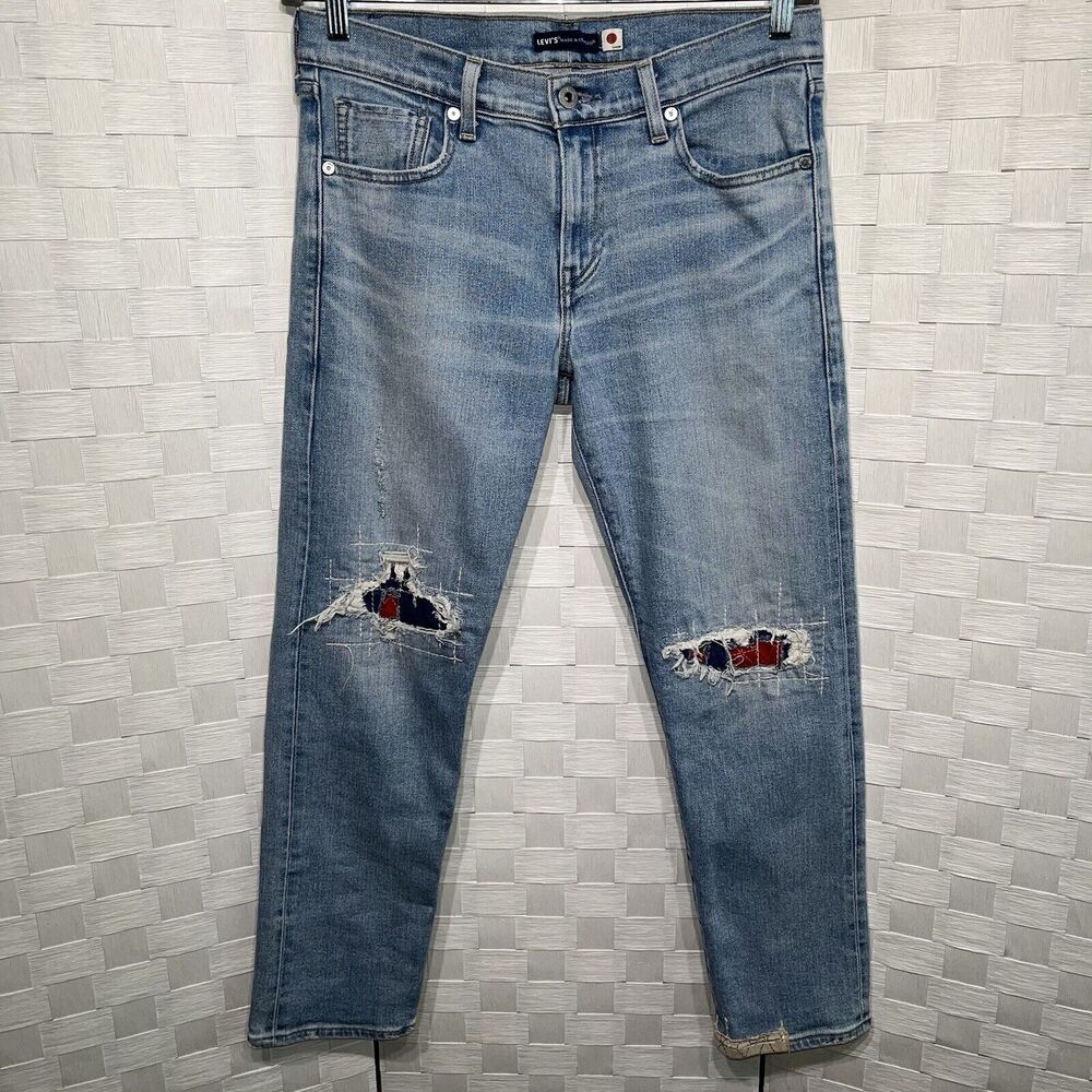 Levi’s Made&Crafted Patch Distressed Selvage Jeans Boyfriend Fit Size 28